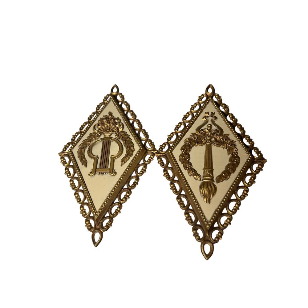 Vintage 1970s Homco Hanging Decor Plaques Gold Hollywood Regency Wall Hanging